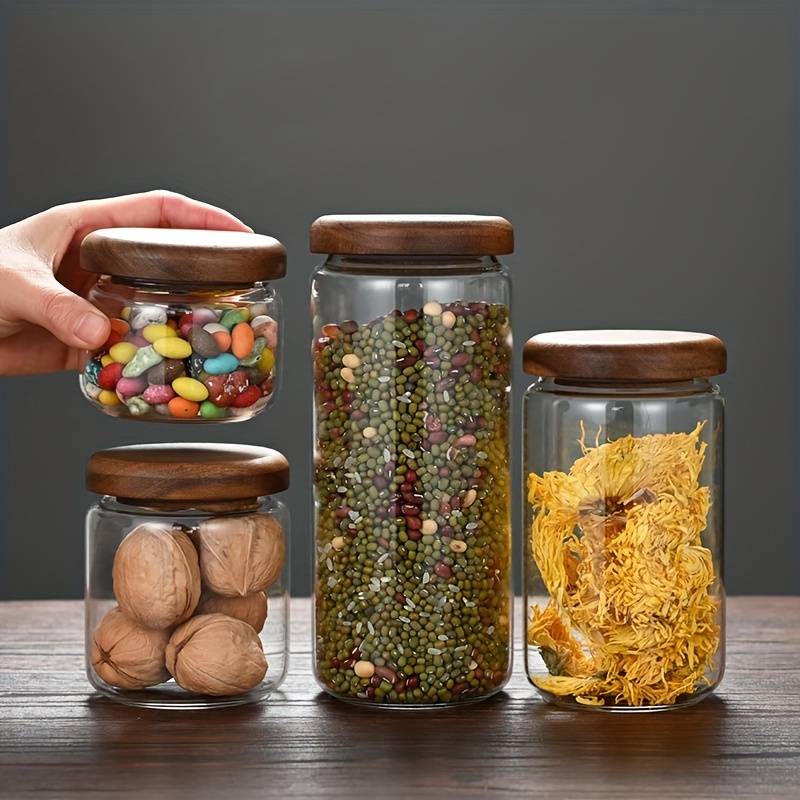High quality Glass Storage Jar With Airtight Acacia Wooden - Temu